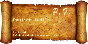 Paulich Iván névjegykártya